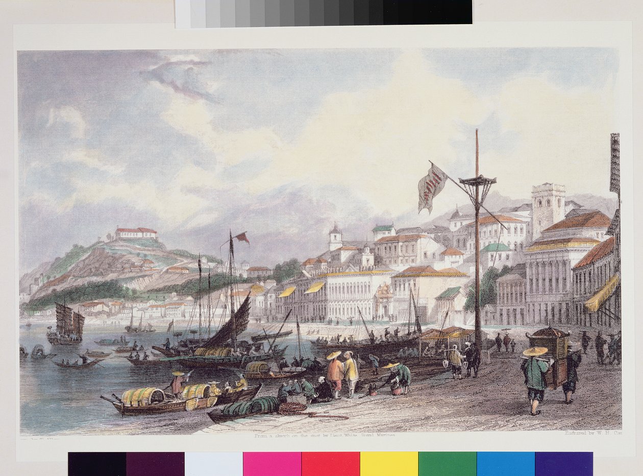 Praia Grande, Macao, noin 1850 tekijältä Thomas Allom