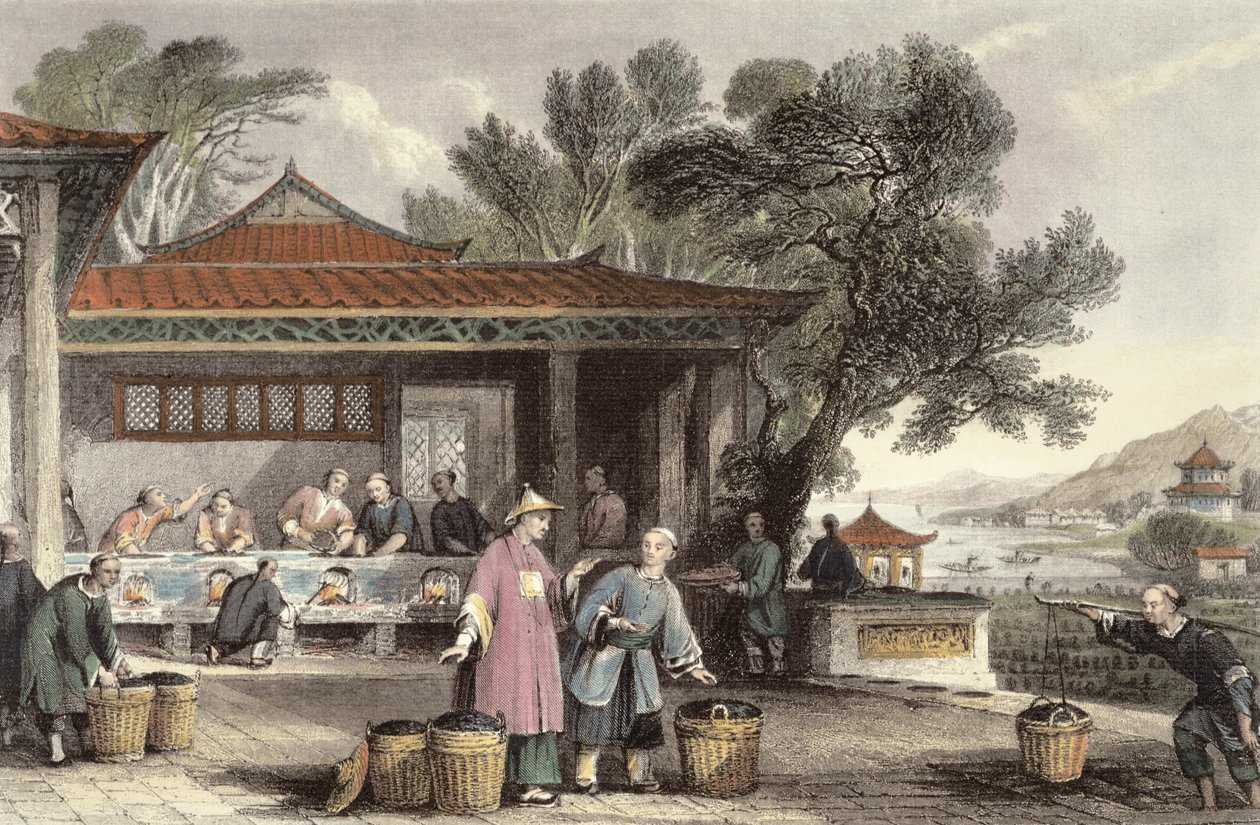 Teen kulttuuri ja valmistus, George Newenham Wrightin (n. 1790-1877) teoksesta "China in a Series of Views" 1843 tekijältä Thomas Allom