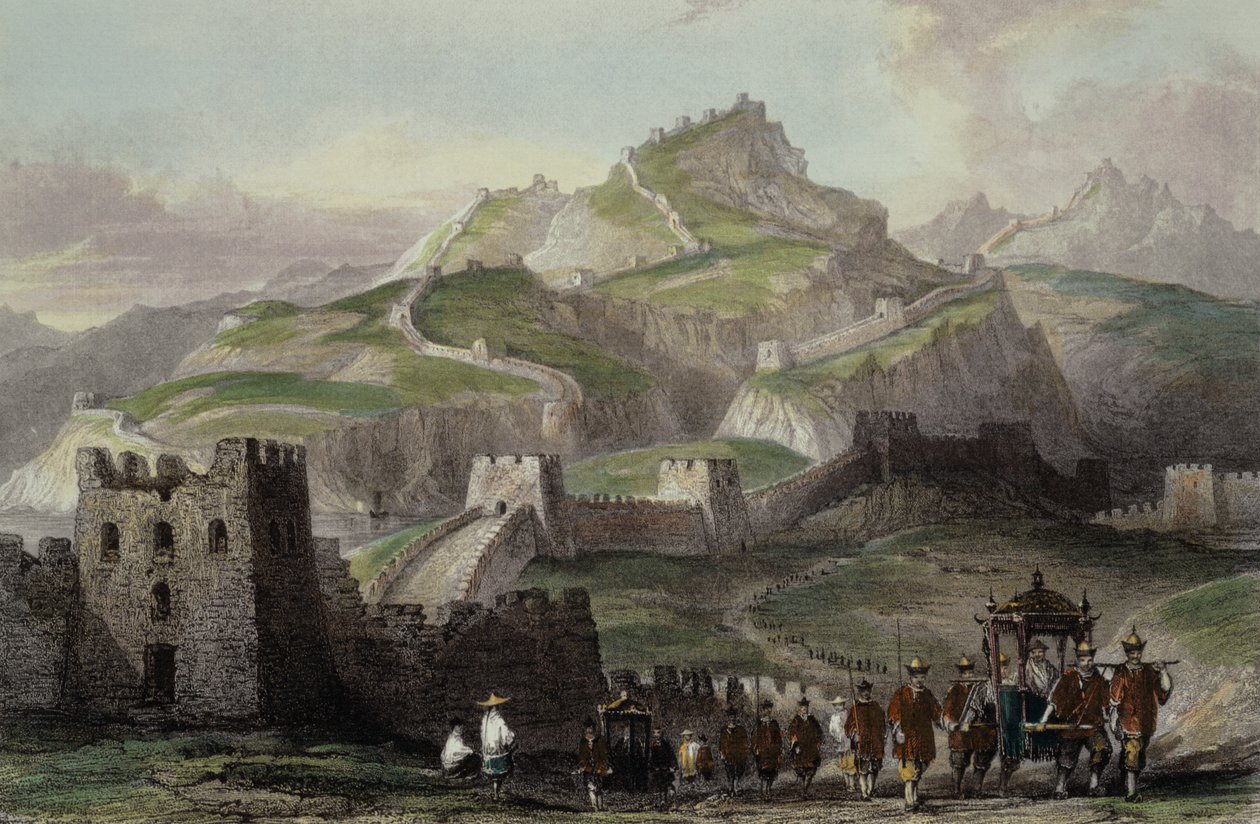 Kiinan muuri, George Newenham Wrightin (n. 1790-1877) teoksesta "China in a Series of Views" 1843 tekijältä Thomas Allom