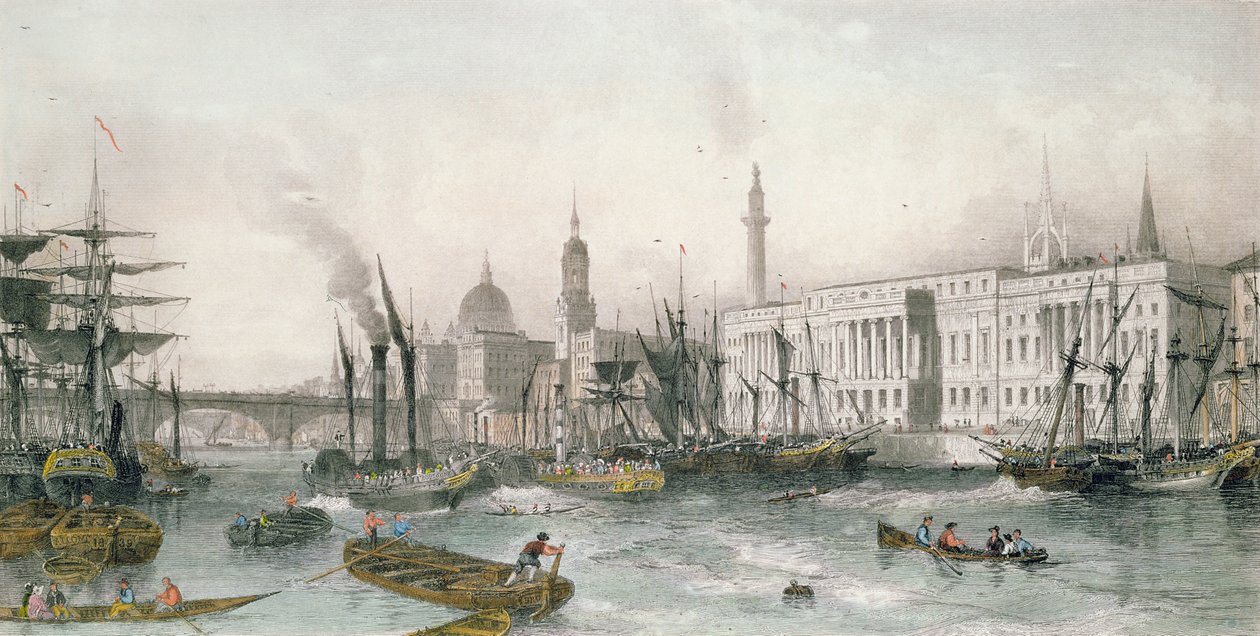 Lontoon satama (värikaiverrus) tekijältä Thomas Allom