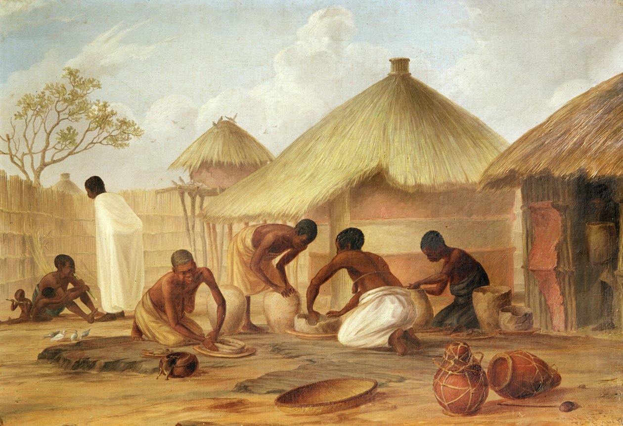 Sokerin valmistus Katipossa - Panelojen tai ruukkujen valmistus sen säilyttämiseksi, 1859 tekijältä Thomas Baines