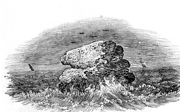 Kallio ja veneitä teoksesta History of British Birds, n.1804. tekijältä Thomas Bewick