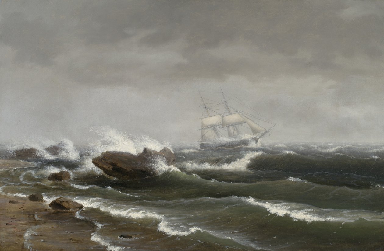 Laiva myrskyssä, 1841 tekijältä Thomas Birch