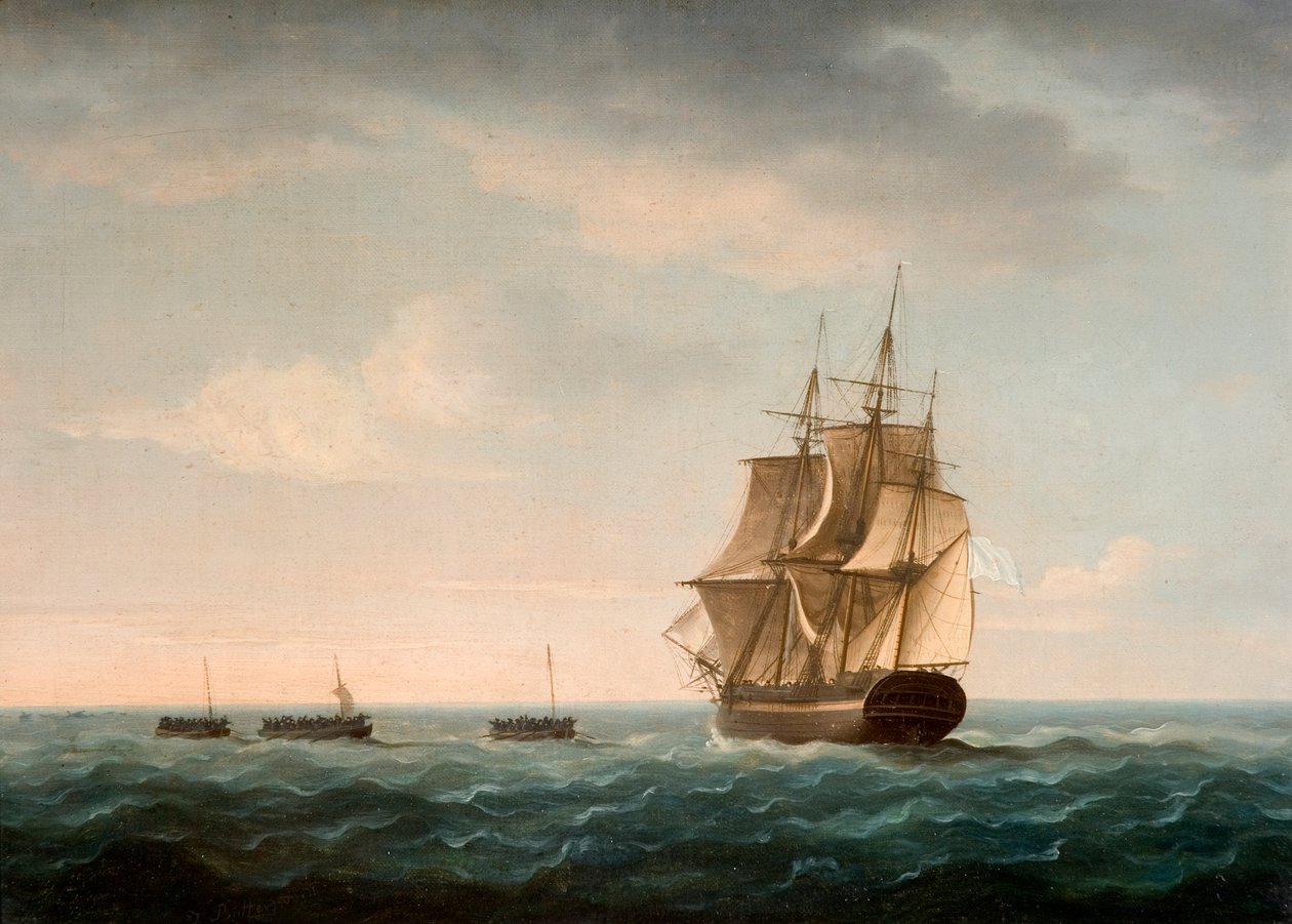 Guardianin miehistön pelastus ranskalaisella kauppalaivalla, 2. tammikuuta 1790 tekijältä Thomas Buttersworth