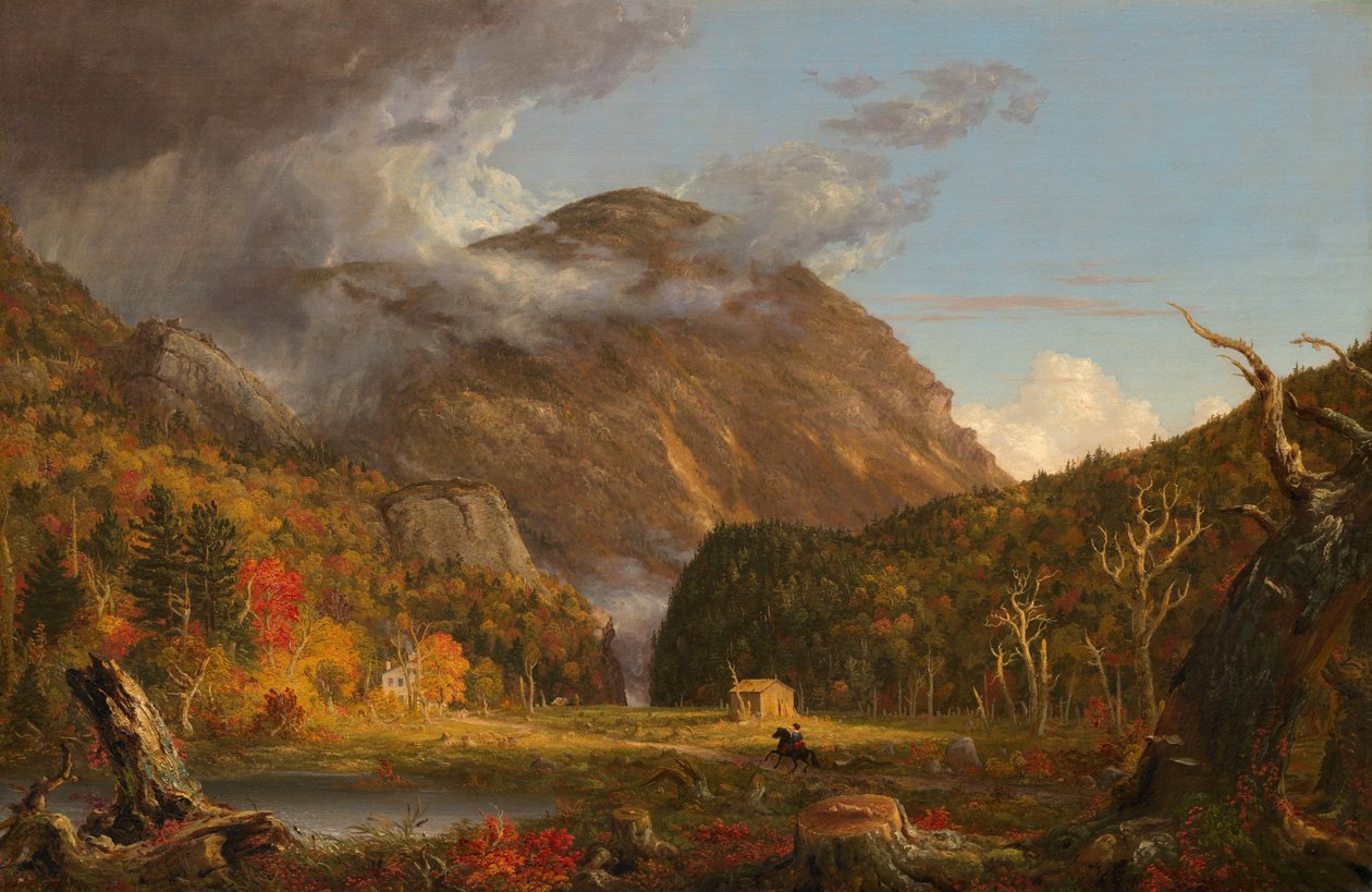 Näkymä Mountain Passille, jota kutsutaan Valkoisten vuorten loviksi (Crawford Notch) tekijältä Thomas Cole