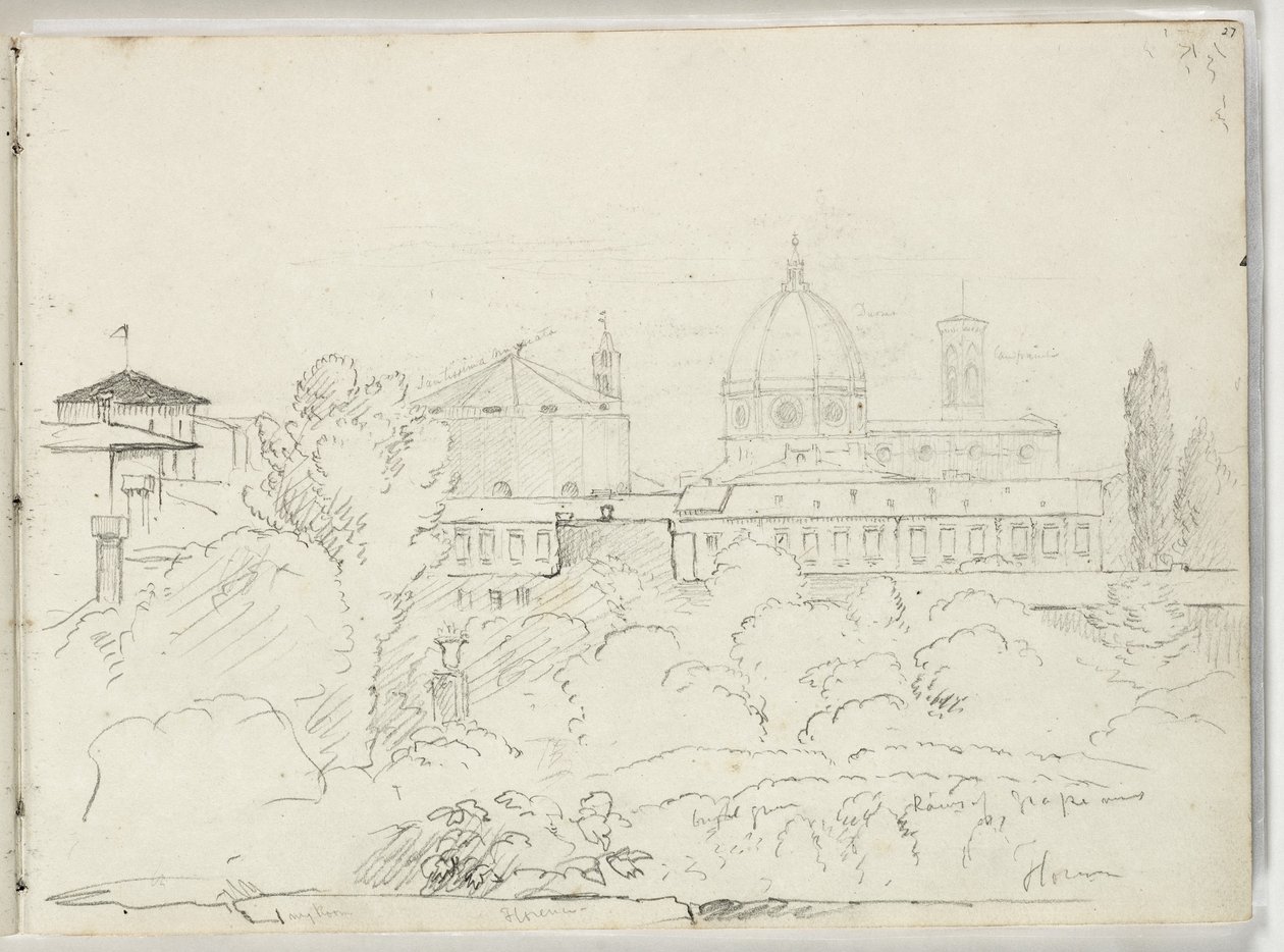Firenzen Duomo- ja Campagnale-näkymät, 1831 tekijältä Thomas Cole