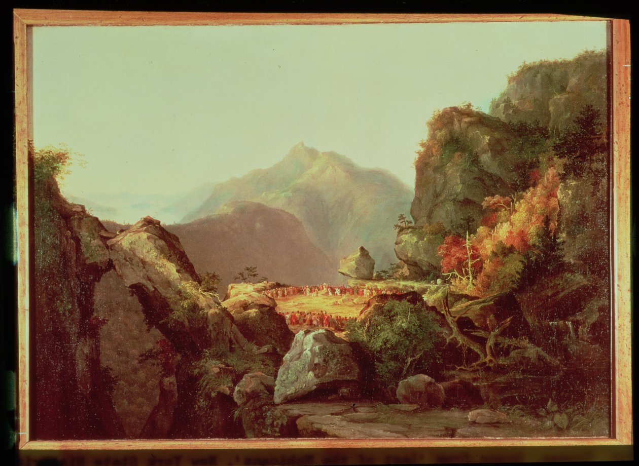 Kohtaus James Fenimore Cooperin (1789-1851) kirjasta "The Last of the Mohicans", julkaistu 1826. tekijältä Thomas Cole