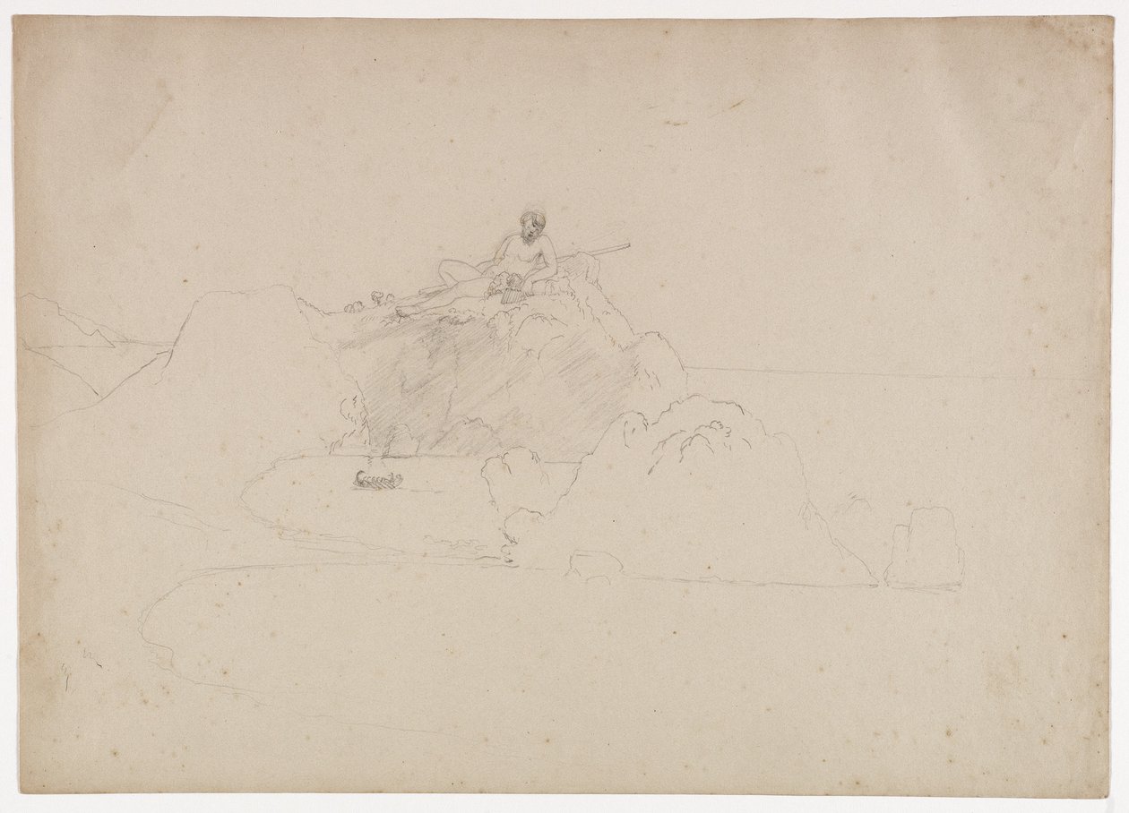 Odysseus ja hänen seuralaisensa saapuvat lahteen Polyfemoksen luolan luona, noin 1842. tekijältä Thomas Cole