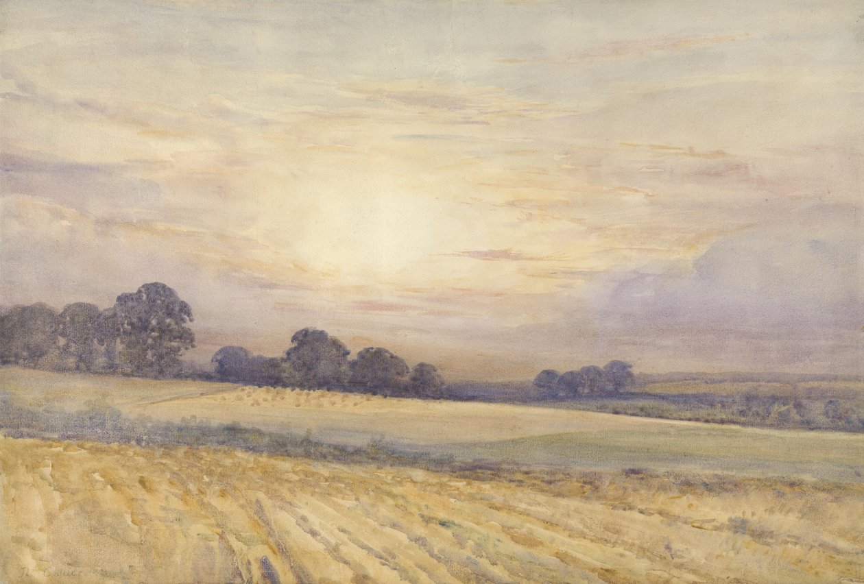 Maisema auringonlaskun aikaan, n. 1891 (wc paperilla) tekijältä Thomas Collier