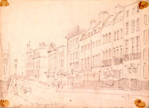 Bentinck Street, Manchester Square, Lontoo, noin 1850 tekijältä Thomas Colman Dibdin