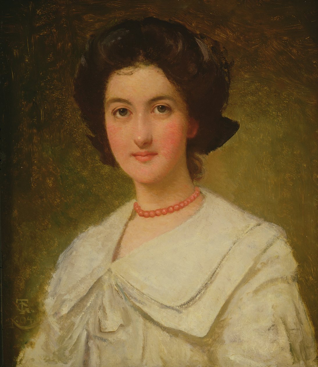 Muotokuva naisesta punaisella kaulakorulla, 1904 tekijältä Thomas Cooper Gotch