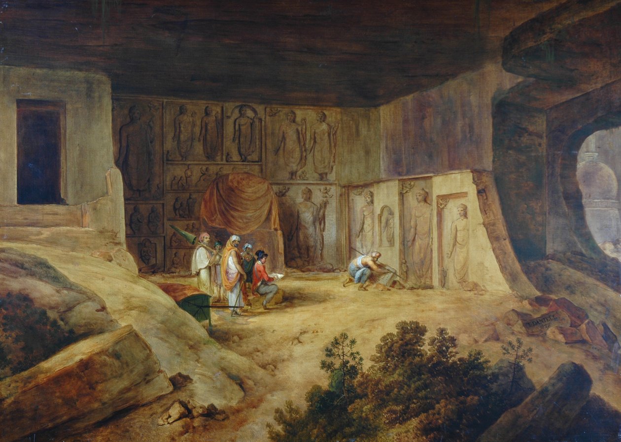 Kanaree-luolan sisällä Salsettessa, 1827 tekijältä Thomas Daniell
