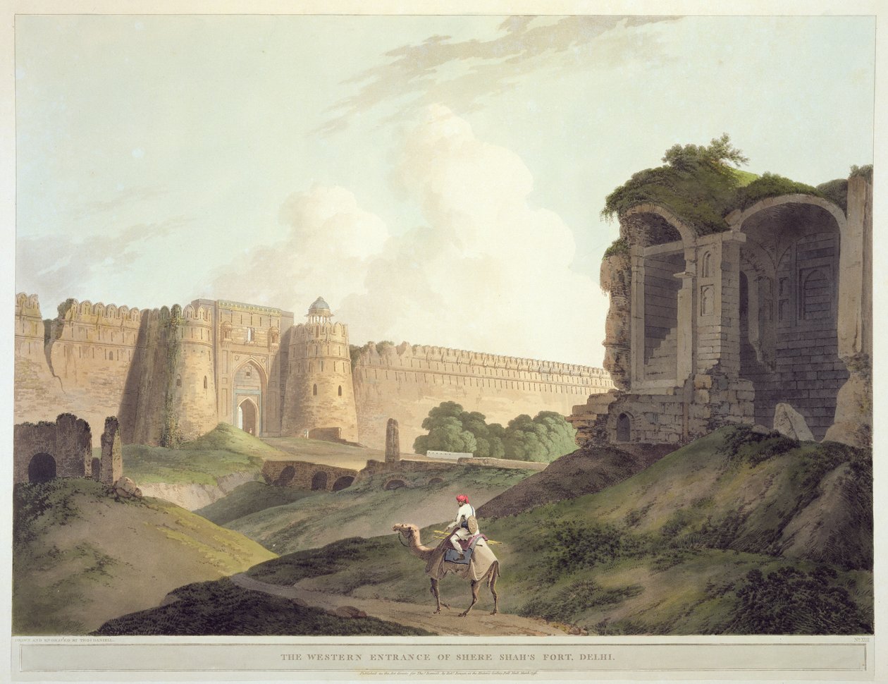 Delhin Shere Shahin linnakkeen läntinen sisäänkäynti elokuvasta Oriental Scenery: Twenty Four Views in Hindoostan, 1796 tekijältä Thomas Daniell