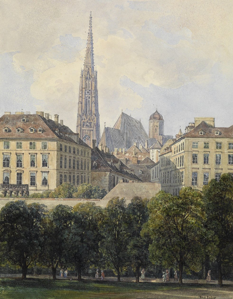 Blick auf den Stephansdom vom Glacis aus tekijältä Thomas Ender