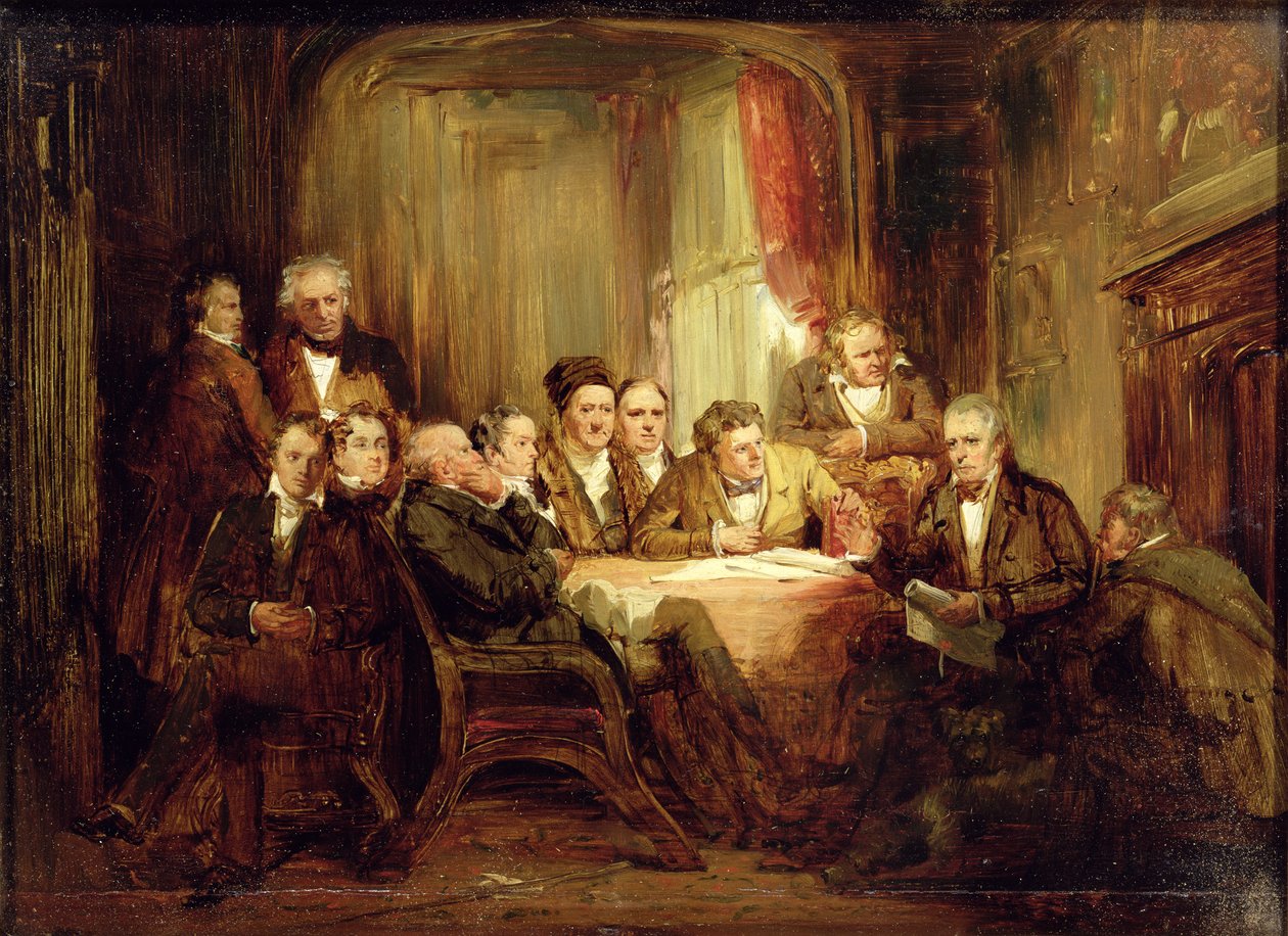 Sir Walter Scott ja hänen kirjalliset ystävänsä Abbotsfordissa tekijältä Thomas Faed