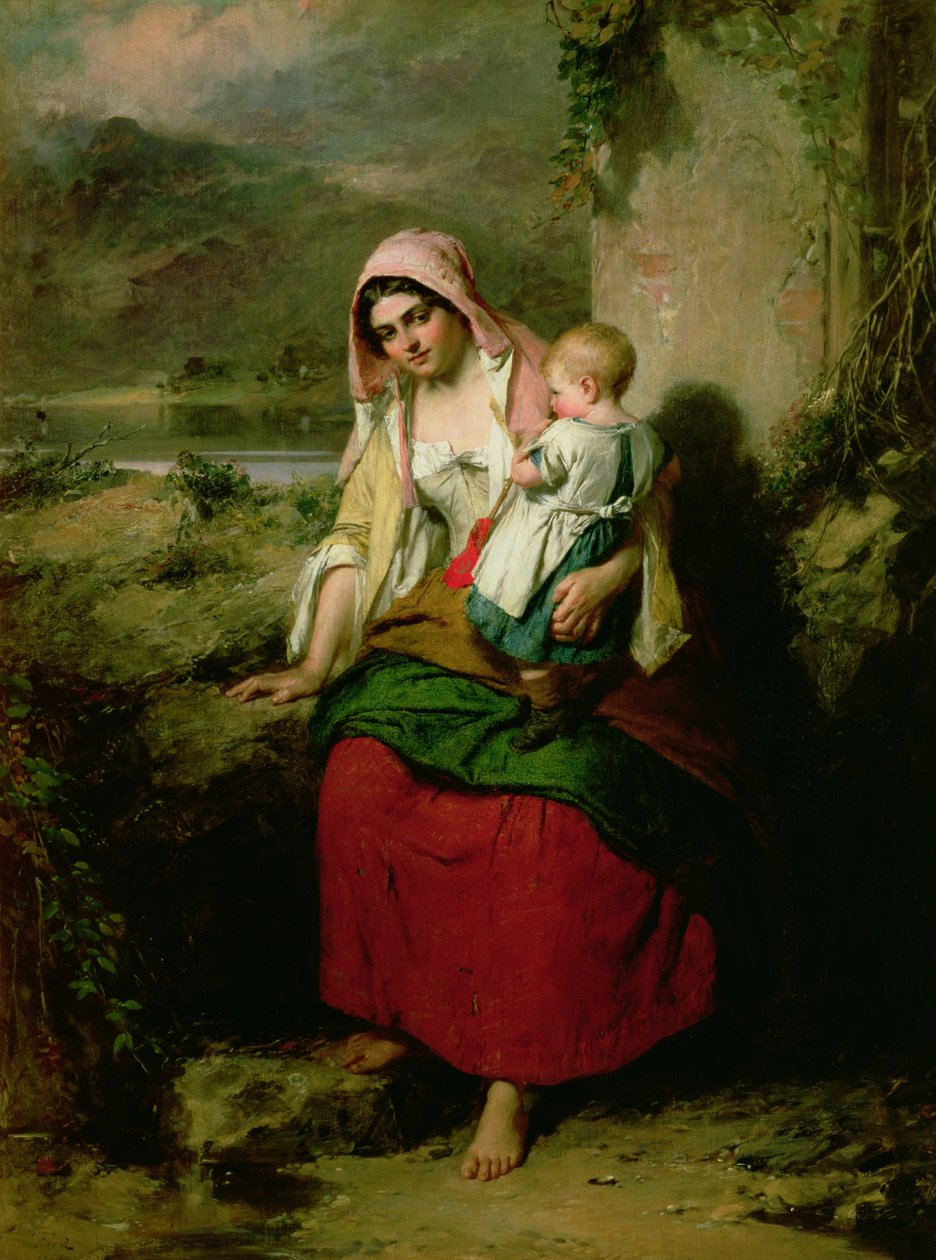 Lepäämään, 1858 tekijältä Thomas Faed
