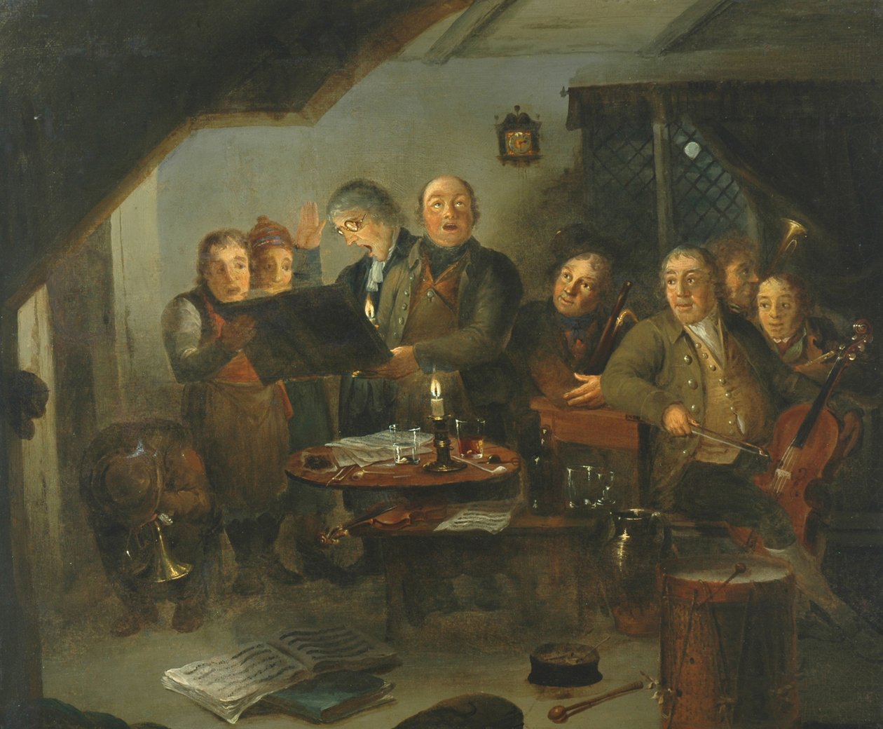 Halifaxin kirkon kuoro harjoittelee Ring O Bells Innissä, 1796 tekijältä Thomas Farrar