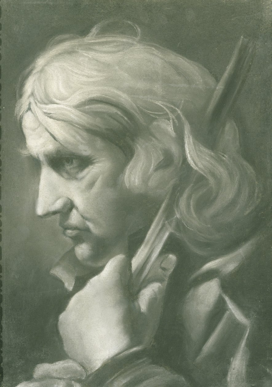 Mies nojaa sauvaan, n. 1760 (liitu paperille) tekijältä Thomas Frye