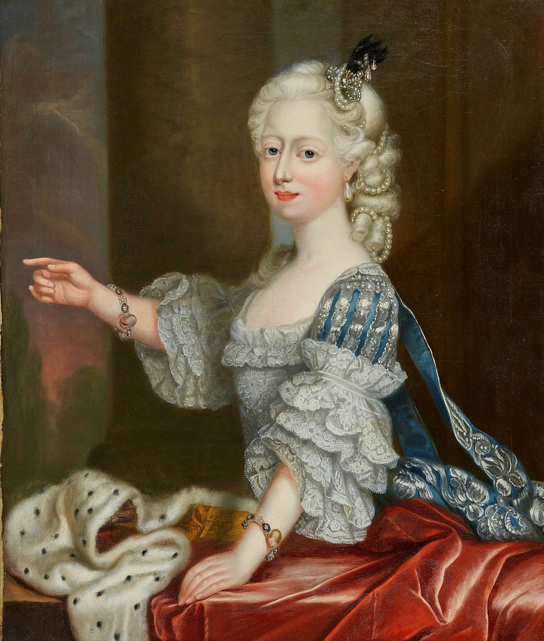 Porträt Augusta von Hannover, Herzogin von Braunschweig-Lüneburg tekijältä Thomas Frye