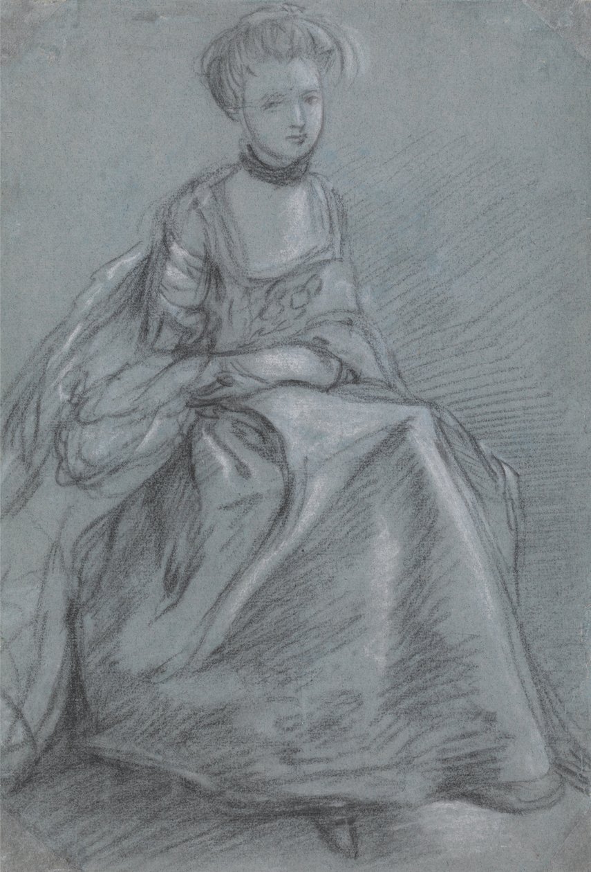 Nainen istuu tekijältä Thomas Gainsborough