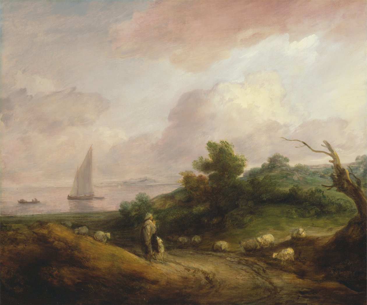 Rannikkomaisema paimenen ja hänen laumansa kanssa tekijältä Thomas Gainsborough