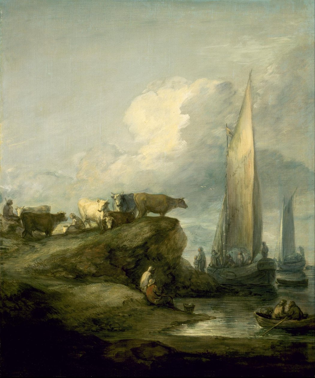 Rannikkokohtaus merenkulun ja karjan kanssa tekijältä Thomas Gainsborough