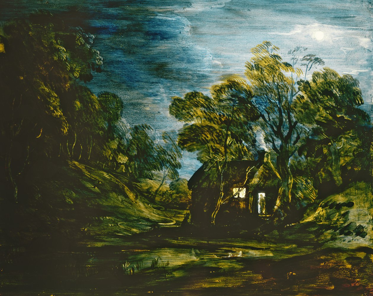 Mökki Moonlightissa, n.1781-2 (maali lasille) tekijältä Thomas Gainsborough