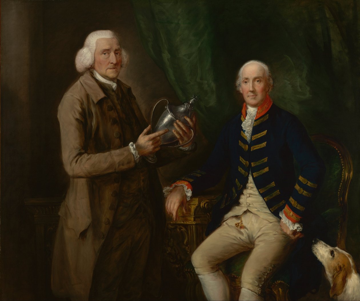 Muotokuva William Anne Hollisista, 4. jaarista Essexistä, esittelemässä kupin Thomas Clutterbuckille Watforista ... tekijältä Thomas Gainsborough