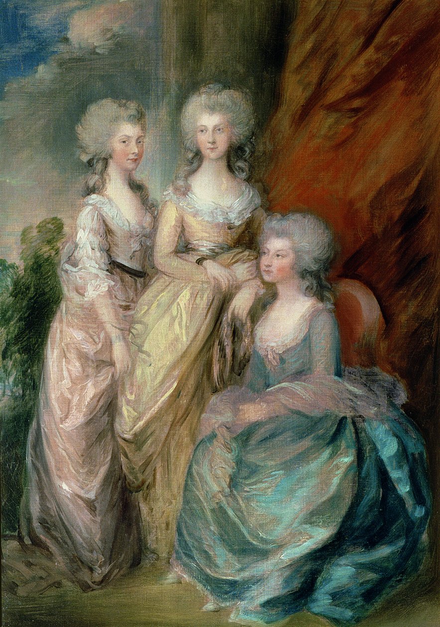 George III:n kolme vanhinta tytärtä: prinsessat Charlotte, Augusta ja Elizabeth vuonna 1784, luultavasti Gainsborough Dupontin (n. 1755-97) kirjoittama tekijältä Thomas Gainsborough