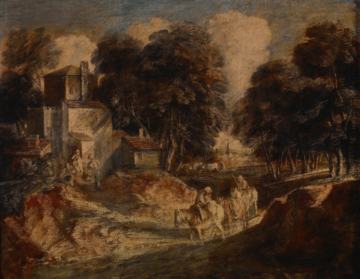 Metsäinen maisema talonpoikien kanssa tekijältä Thomas Gainsborough