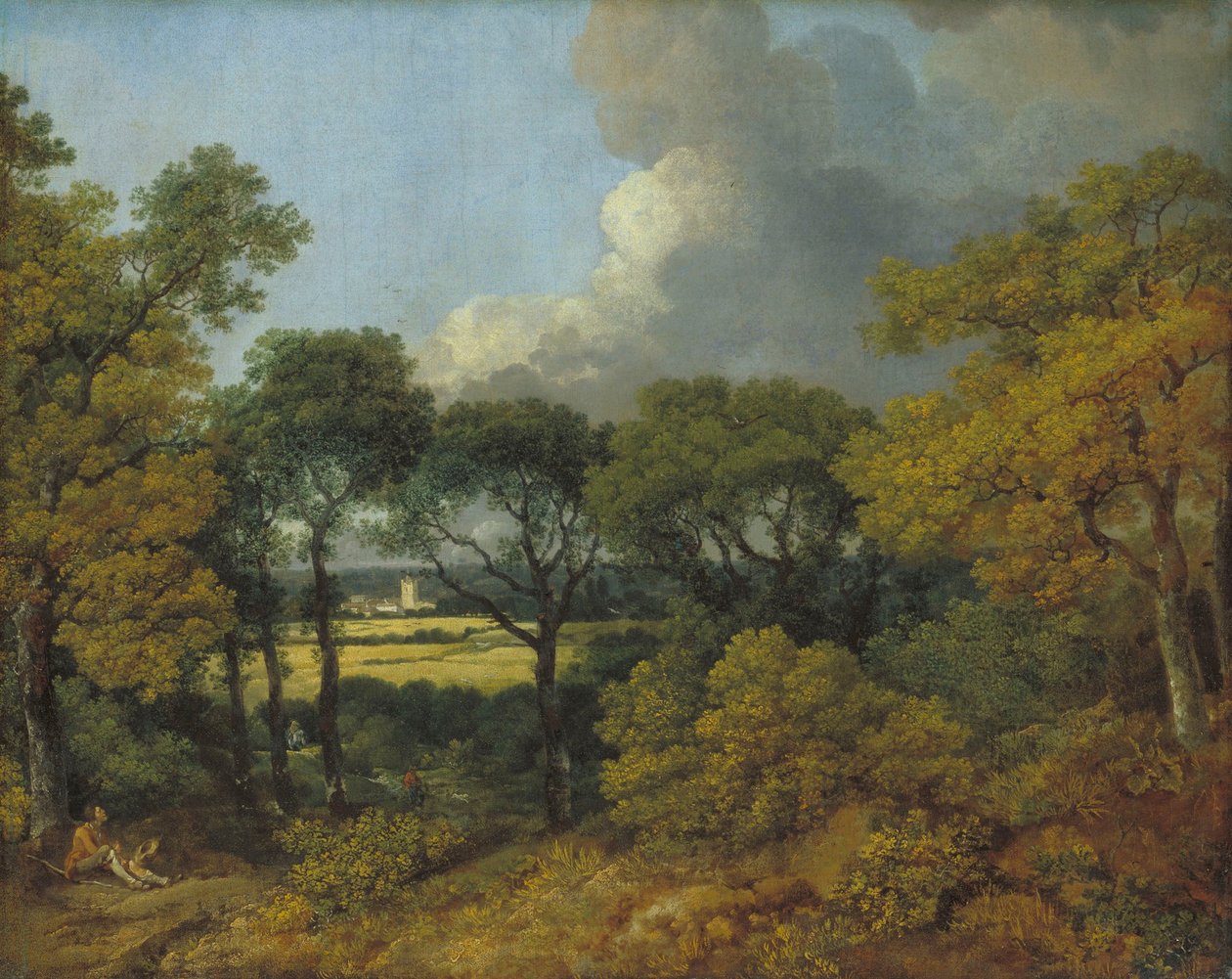 Metsäinen maisema talonpoika lepää tekijältä Thomas Gainsborough