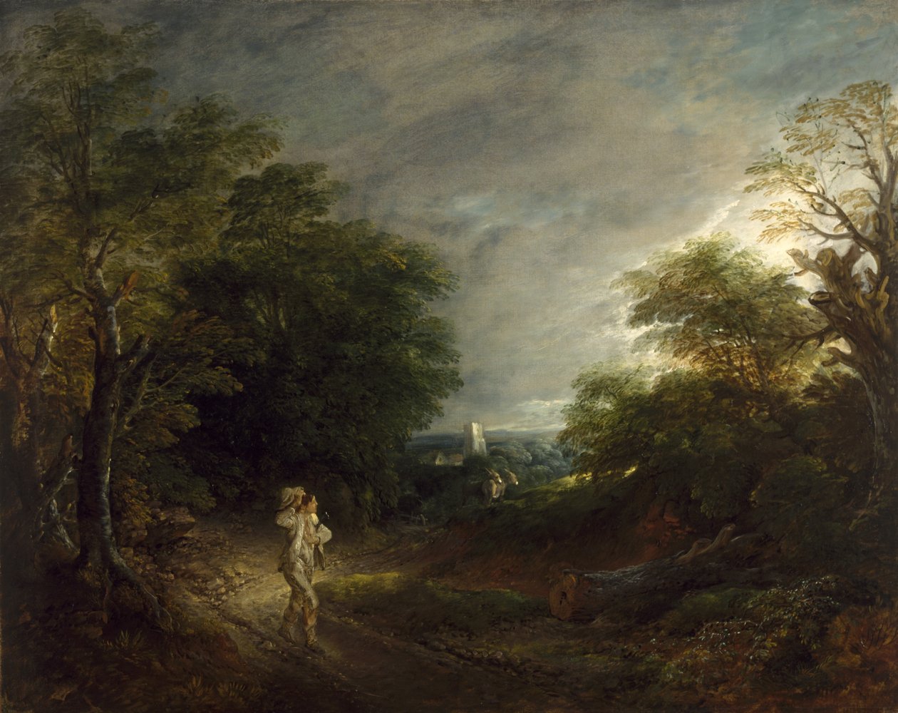 Metsäinen maisema puunhakkurin kanssa, n. 1762-63 tekijältä Thomas Gainsborough