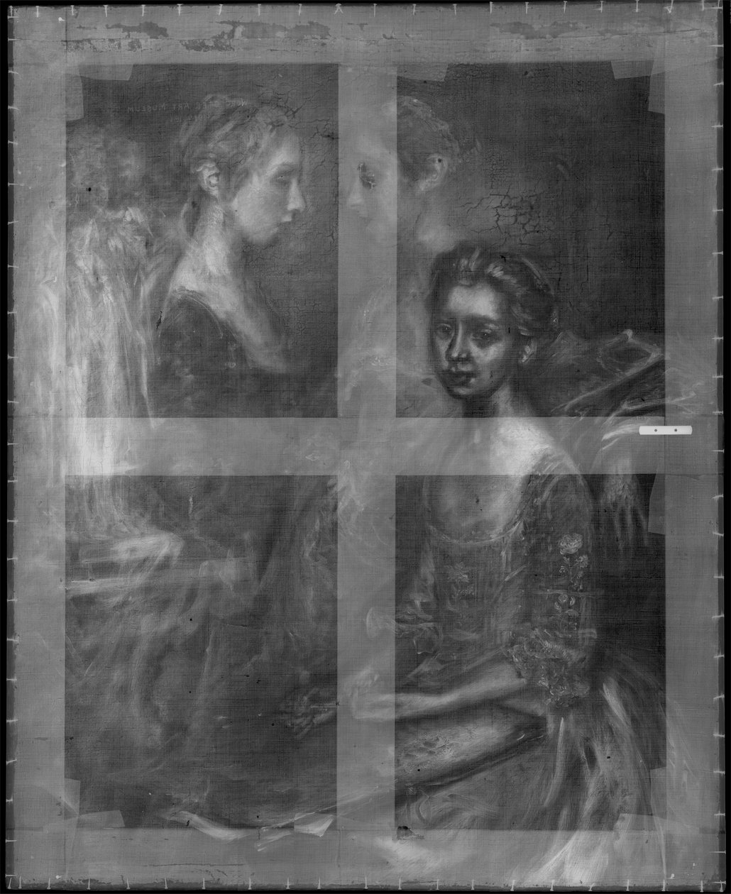 Taiteilijoiden tyttärien muotokuva, n. 1763-64, röntgenkuva (katso myös 183440) tekijältä Thomas Gainsborough