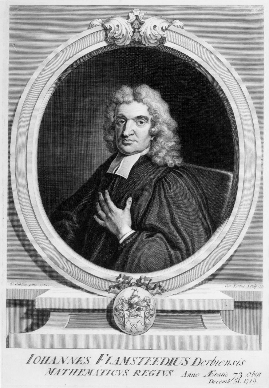Sir John Flamsteed, kaiverrus George Vertue, 1719 tekijältä Thomas Gibson
