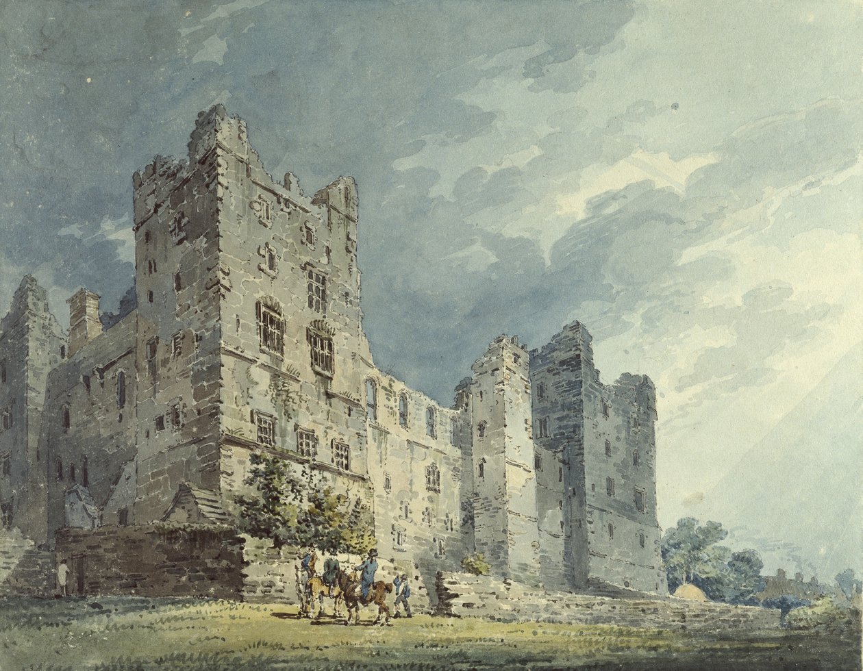 Bolton Castle, Yorkshire (akvarelli grafiittimerkintöjen päällä) tekijältä Thomas Girtin