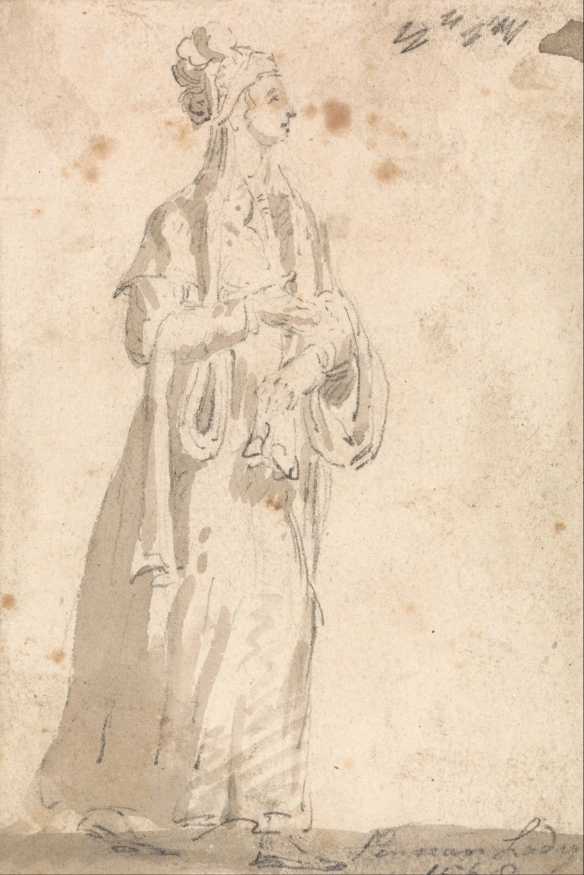 Kuvioasututkimus- Persialainen nainen vuonna 1568 tekijältä Thomas Girtin