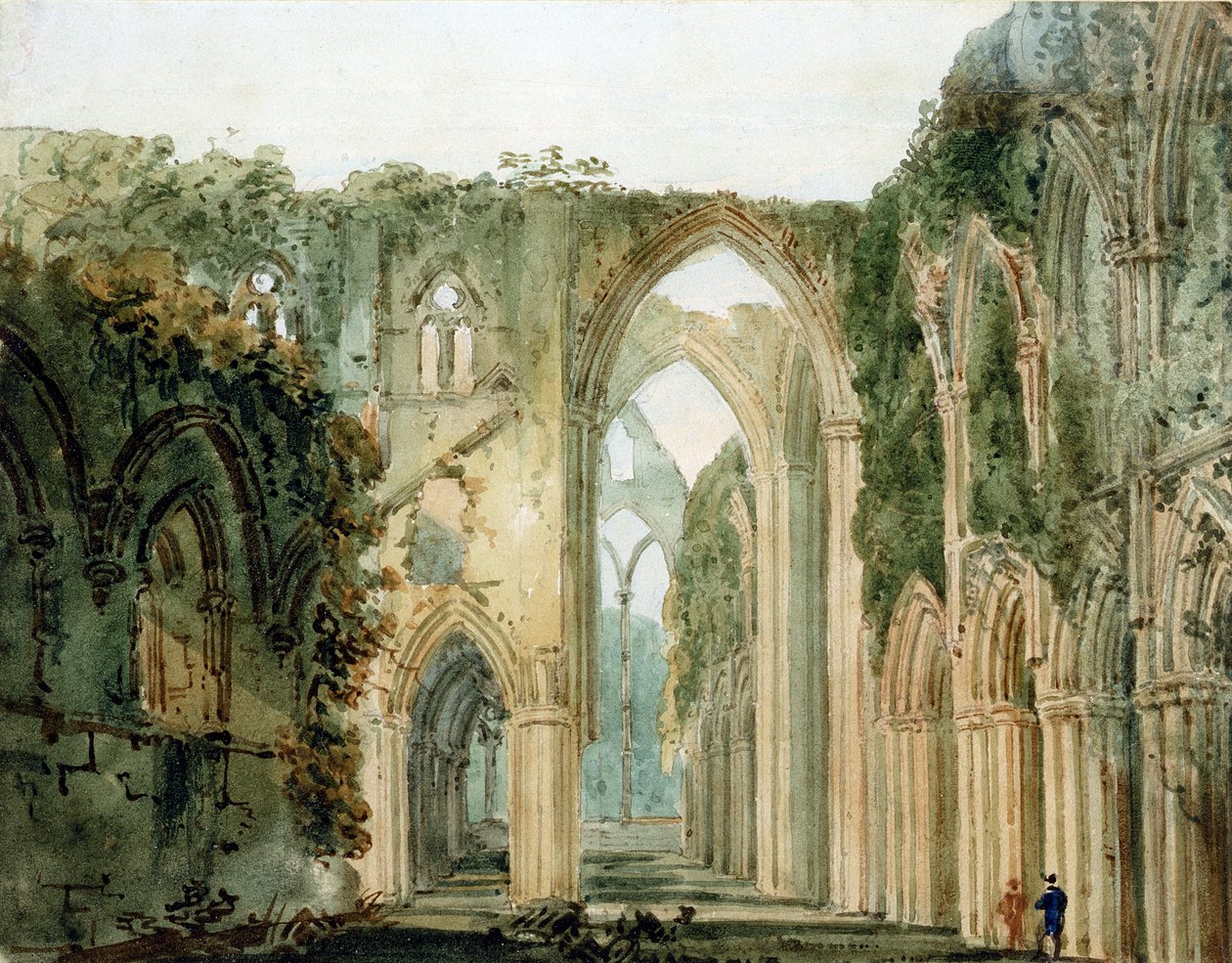 Tintern Abbeyn sisätilat tekijältä Thomas Girtin