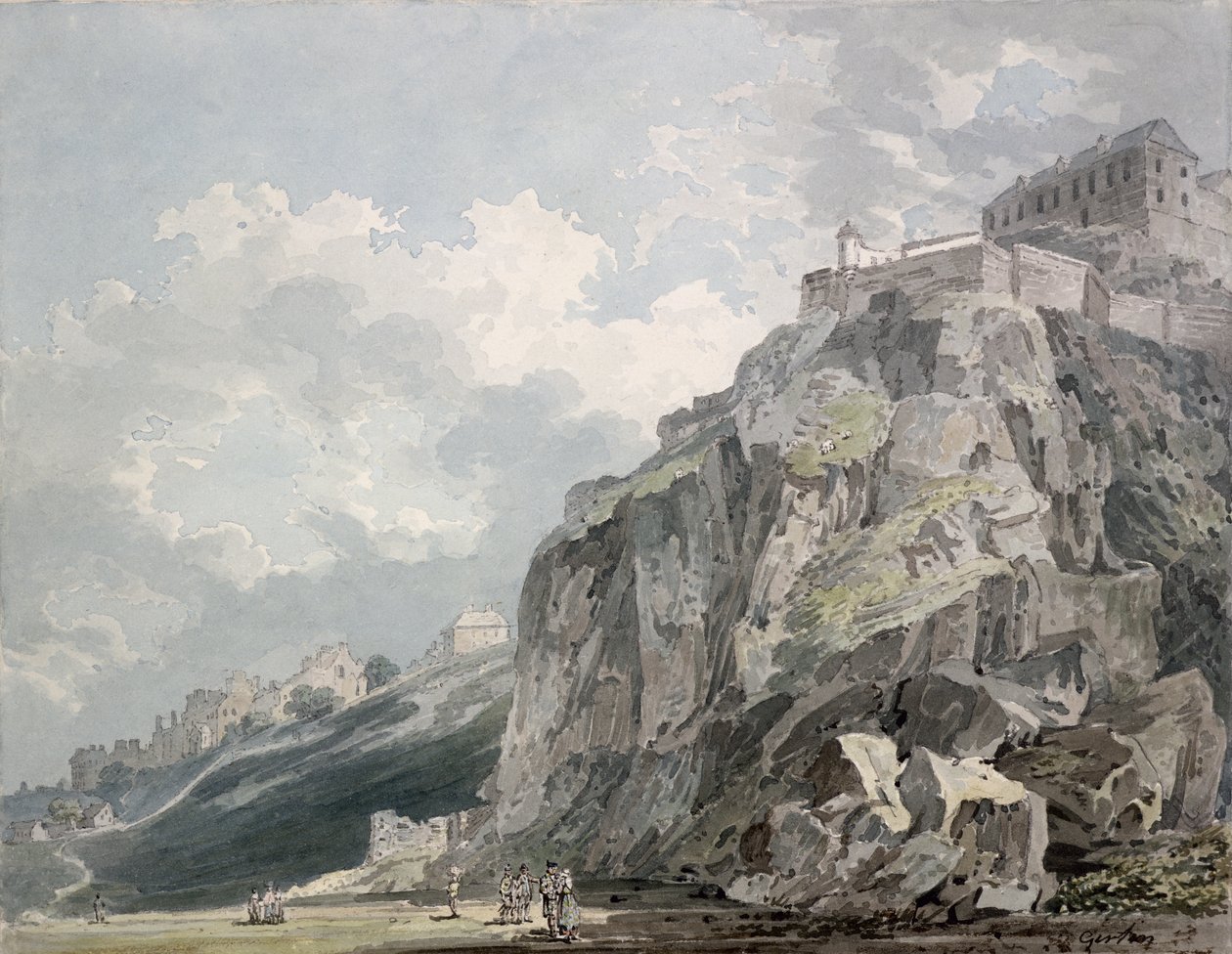 No.1187 The Castle Rock, Edinburgh, n.1793 tekijältä Thomas Girtin