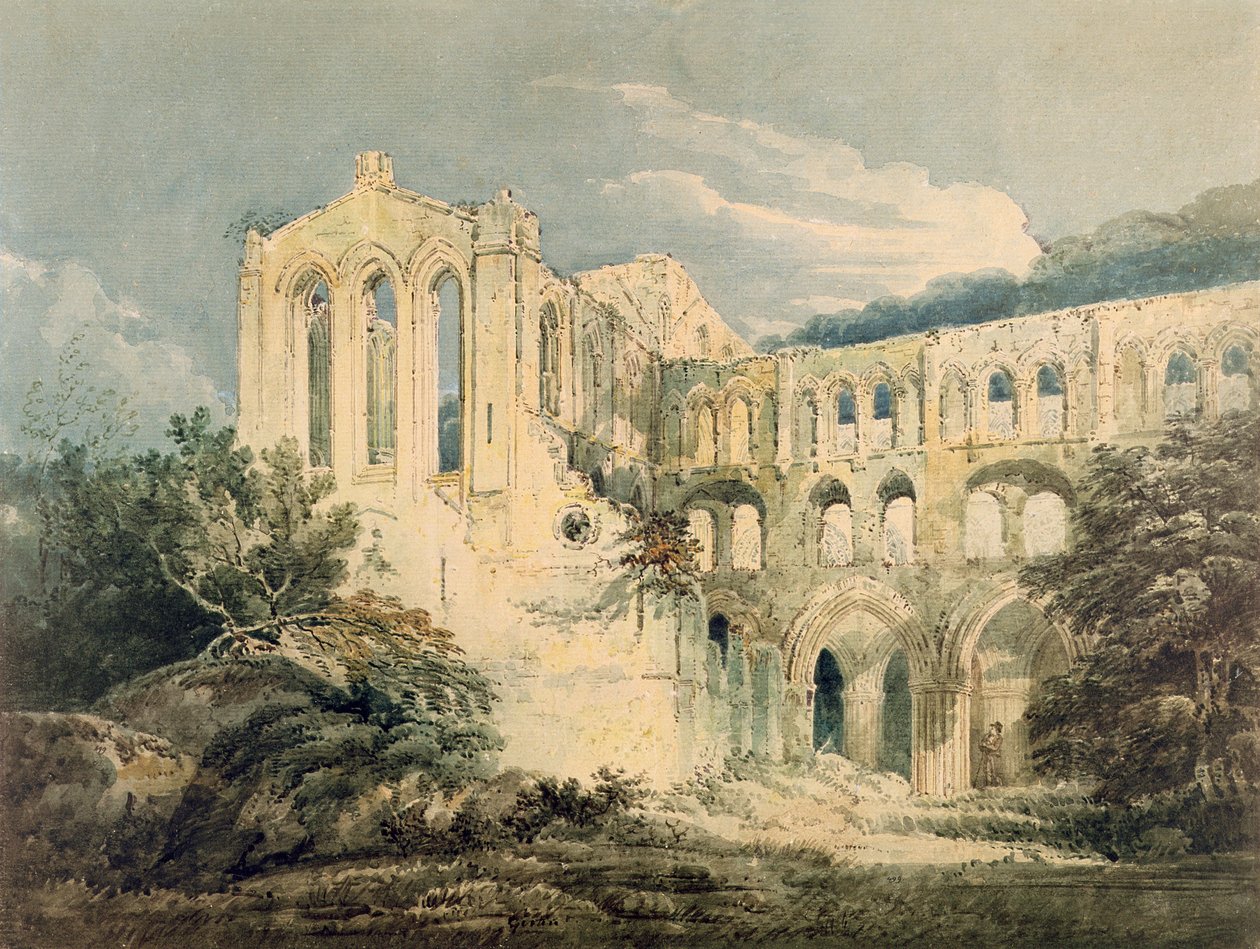 Rievaulx Abbey, Yorkshire, 1798 tekijältä Thomas Girtin