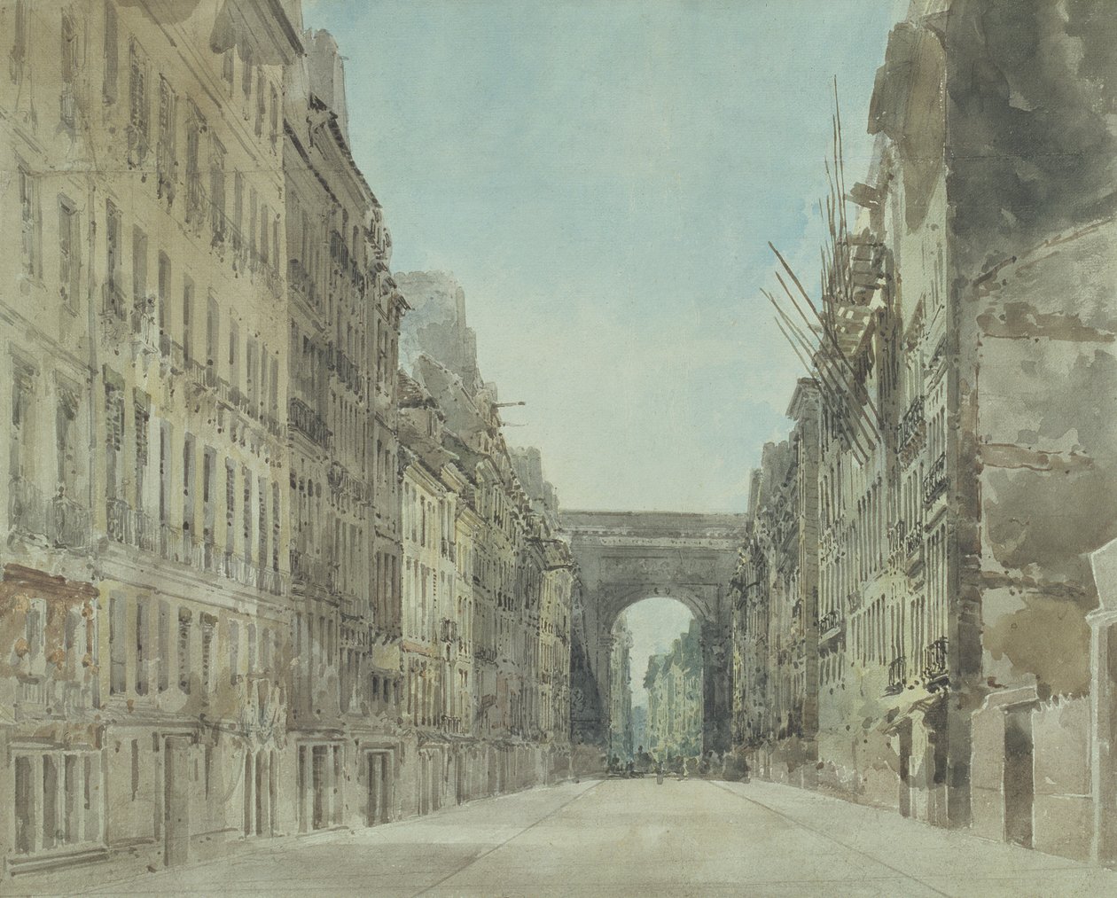 Rue ja Porte St Denis, Pariisi tekijältä Thomas Girtin