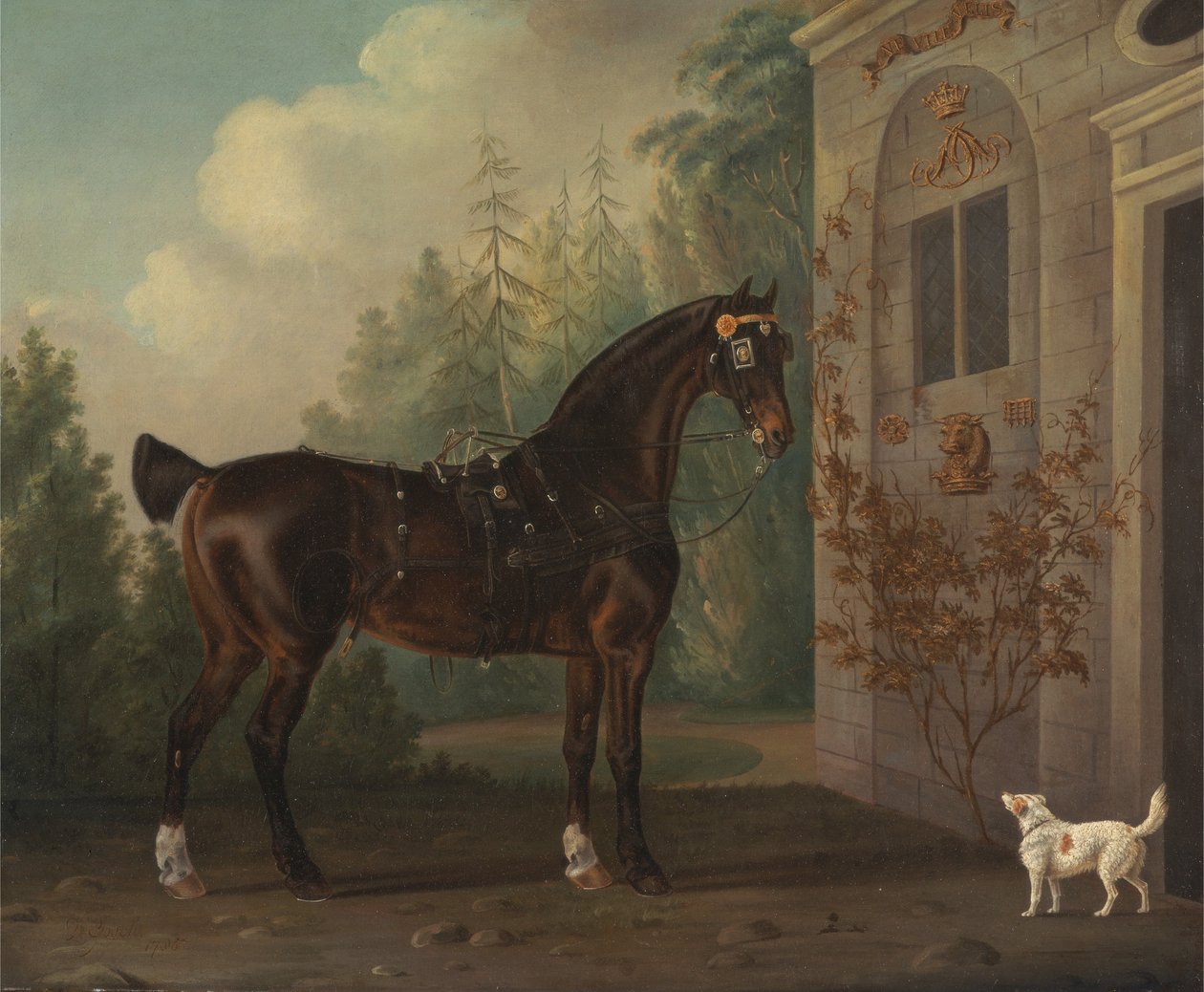 Lord Abergavenny Dark Bayn kantohevonen ja terrieri tekijältä Thomas Gooch