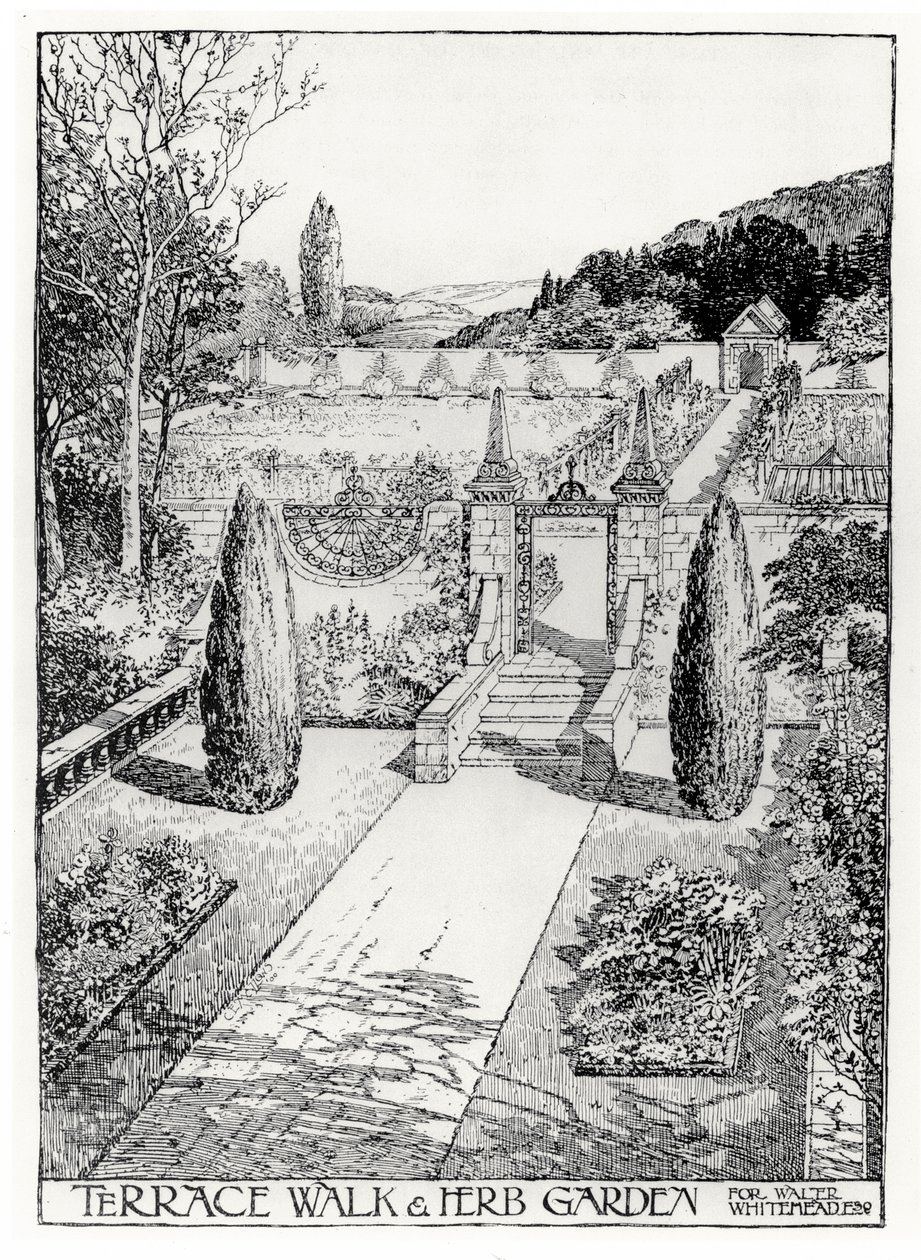 Terrace Walk and Herb Garden, Thomas Mawsons The Art and Craft of Garden Making, julkaistu 1900 (katso myös 171946) tekijältä Thomas Hayton Mawson