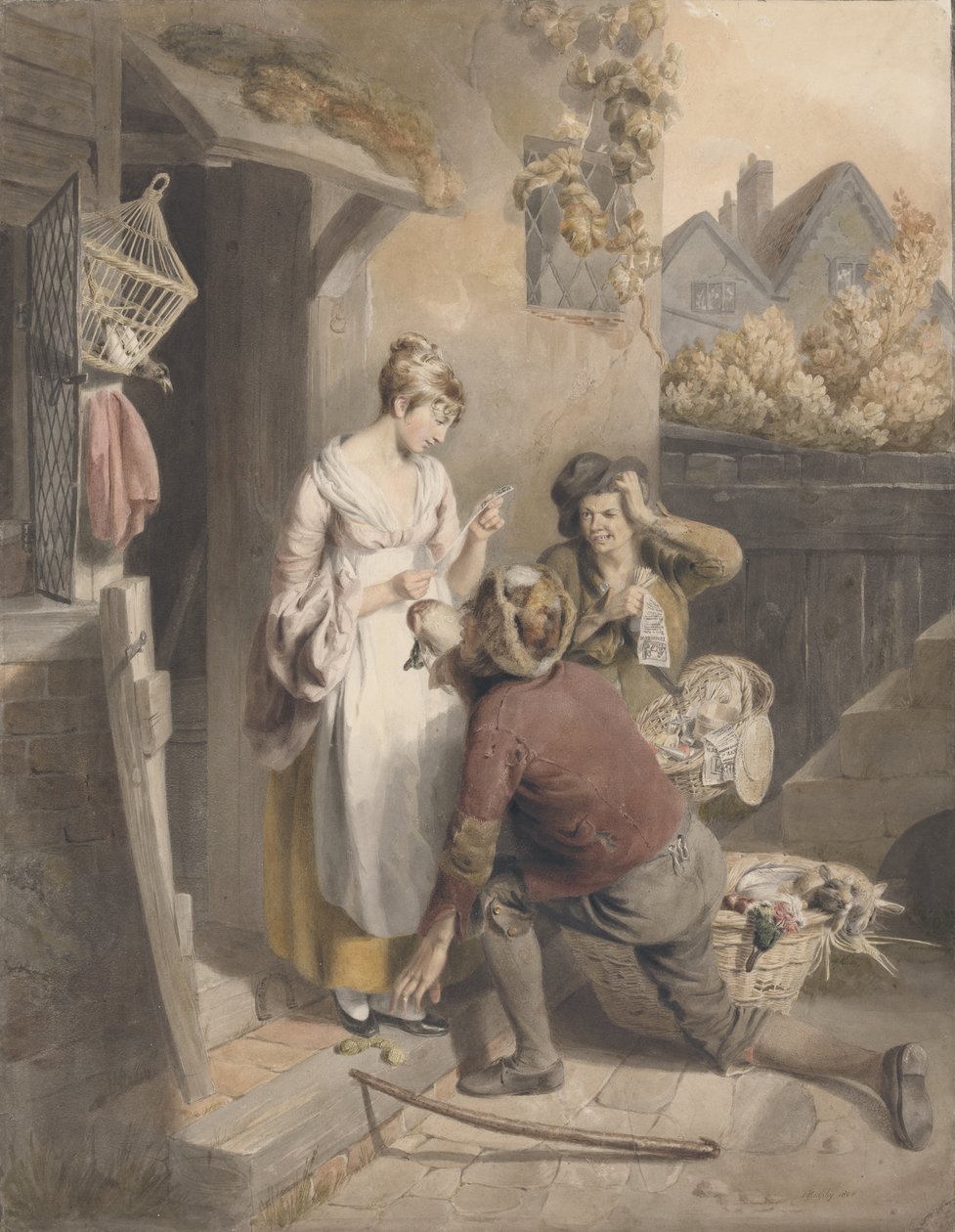 Inattention, 1808 (wc, kynä ja muste, sieni ja kynä paperille) tekijältä Thomas Heaphy