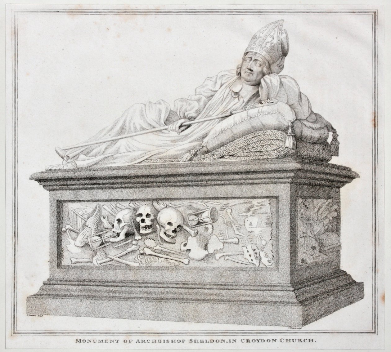 Arkkipiispa Sheldonin muistomerkki Croydonin kirkossa, 1794 (tulostus) tekijältä Thomas Lawrence