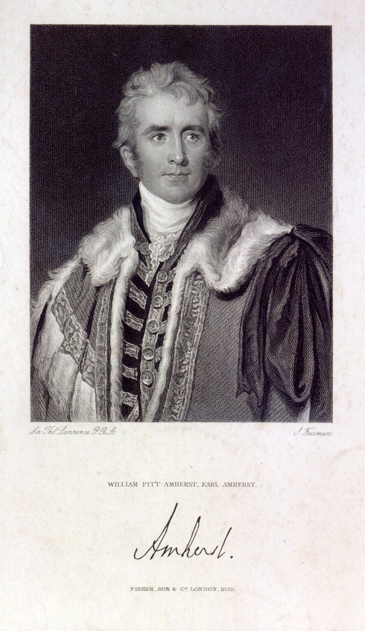 William Pitt Amherst, Arracanin jaarli Amherst (1773-1857), kaiverrus Samuel Freeman (1773-1857), 1829 tekijältä Thomas Lawrence