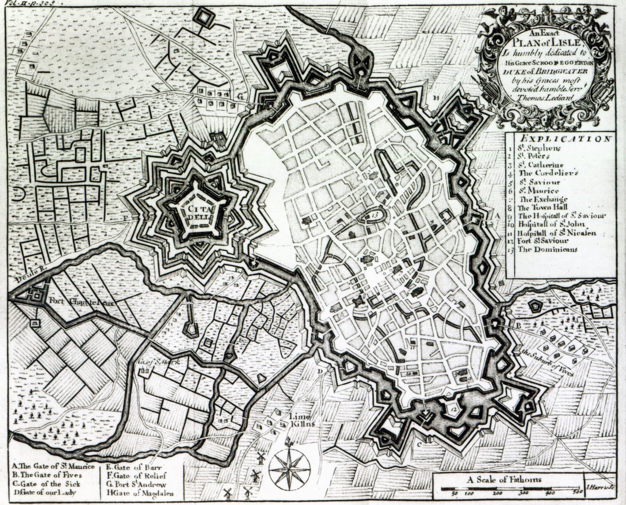 Lislen suunnitelma, 1736 tekijältä Thomas Lediard