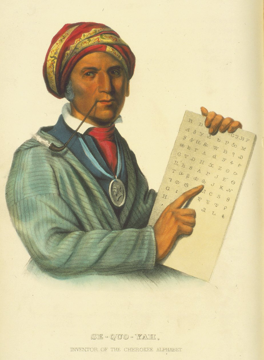Se-Quo-Yah, 1848 (käsinvärinen lito) tekijältä Thomas Loraine McKenney
