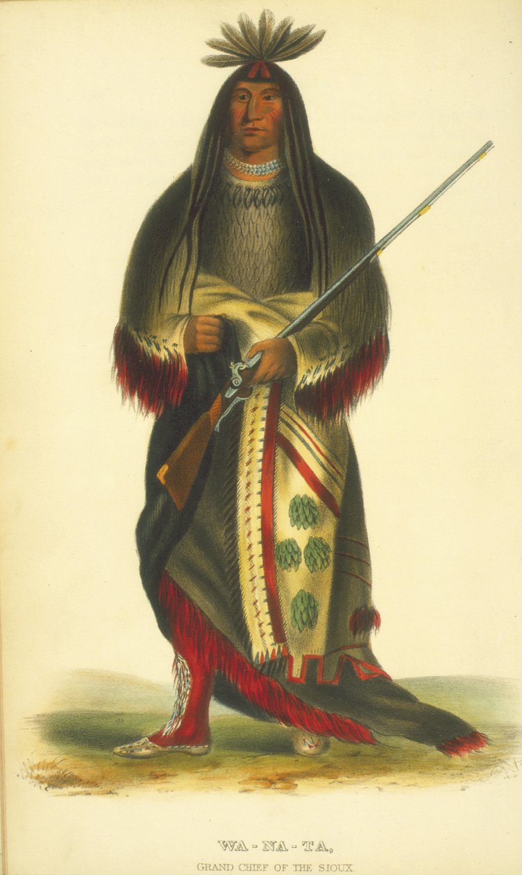 Wa-Na-Ta, Siouxin suurpäällikkö, 1848 (käsinvärinen lito) tekijältä Thomas Loraine McKenney