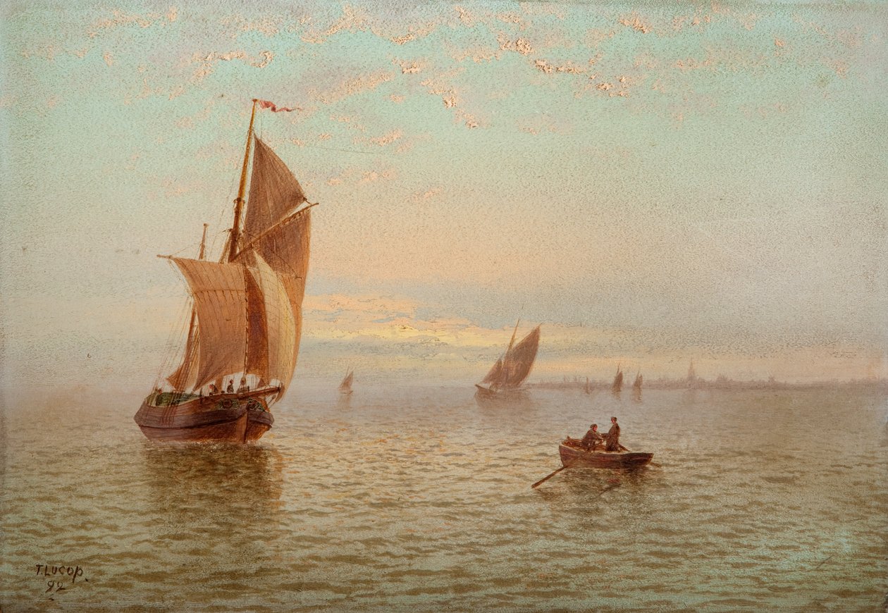 Ilta, rannikkomaisema, 1892 tekijältä Thomas Lucop