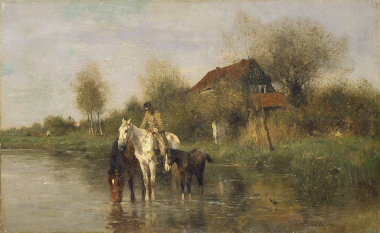Horses at Water, 1877 tekijältä Thomas Ludwig Herbst